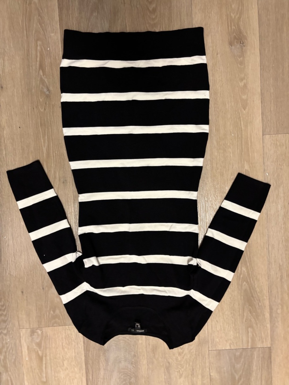 Mango Black and White Striped Knit Dress